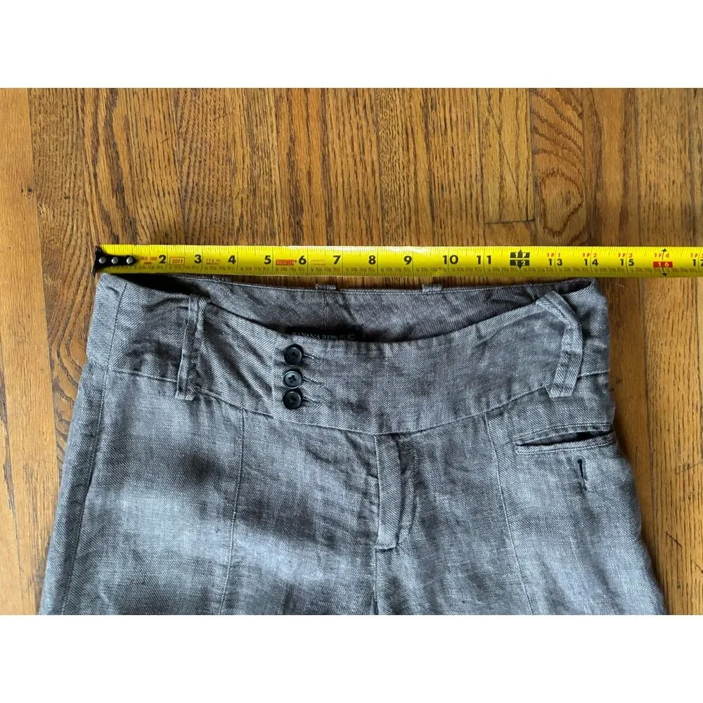 Banana Republic Brown Gray Linen Wide Leg Pants Trousers    Women's Size 2